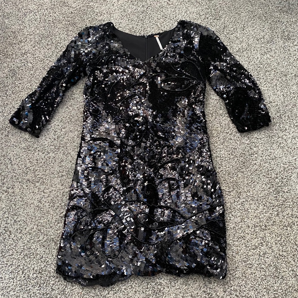 Free People Black Sequin Dress
